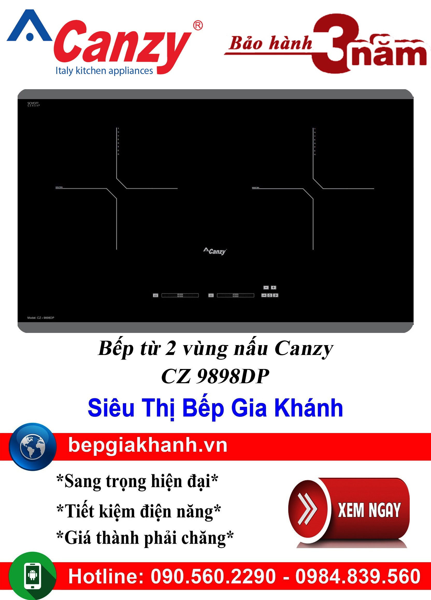 [HCM]Bếp từ đôi cao cấp Canzy CZ 9898DP, bếp từ, bếp điện từ, bếp từ đôi, bếp điện từ đôi, bếp từ giá rẻ, bếp điện từ giá rẻ, bếp từ đơn, bep tu don, bep tu
