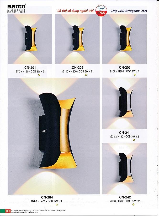 Đèn ốp tường có thể sử dụng ngoài trời ip65 cob 3wx2 mẫu số 8_cn-201_euroto