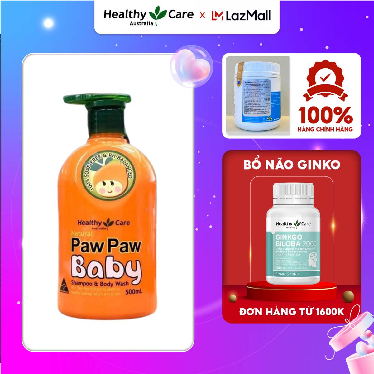 Sữa tắm gội Paw Paw Baby Healthy Care 500ml của Úc cho trẻ