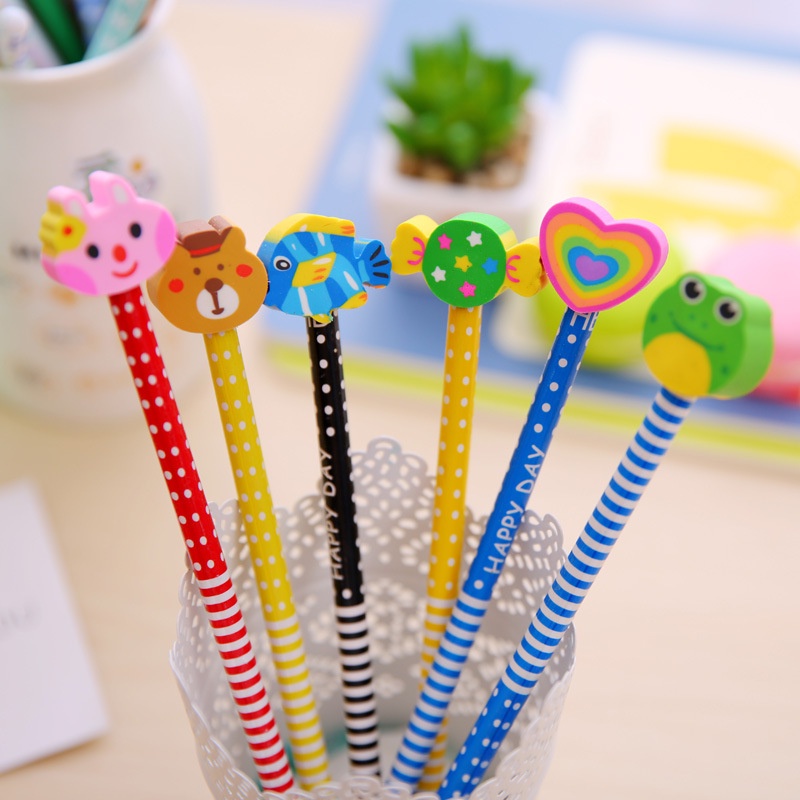 Bút chì kèm tẩy hoạt hình dễ thương siêu cute