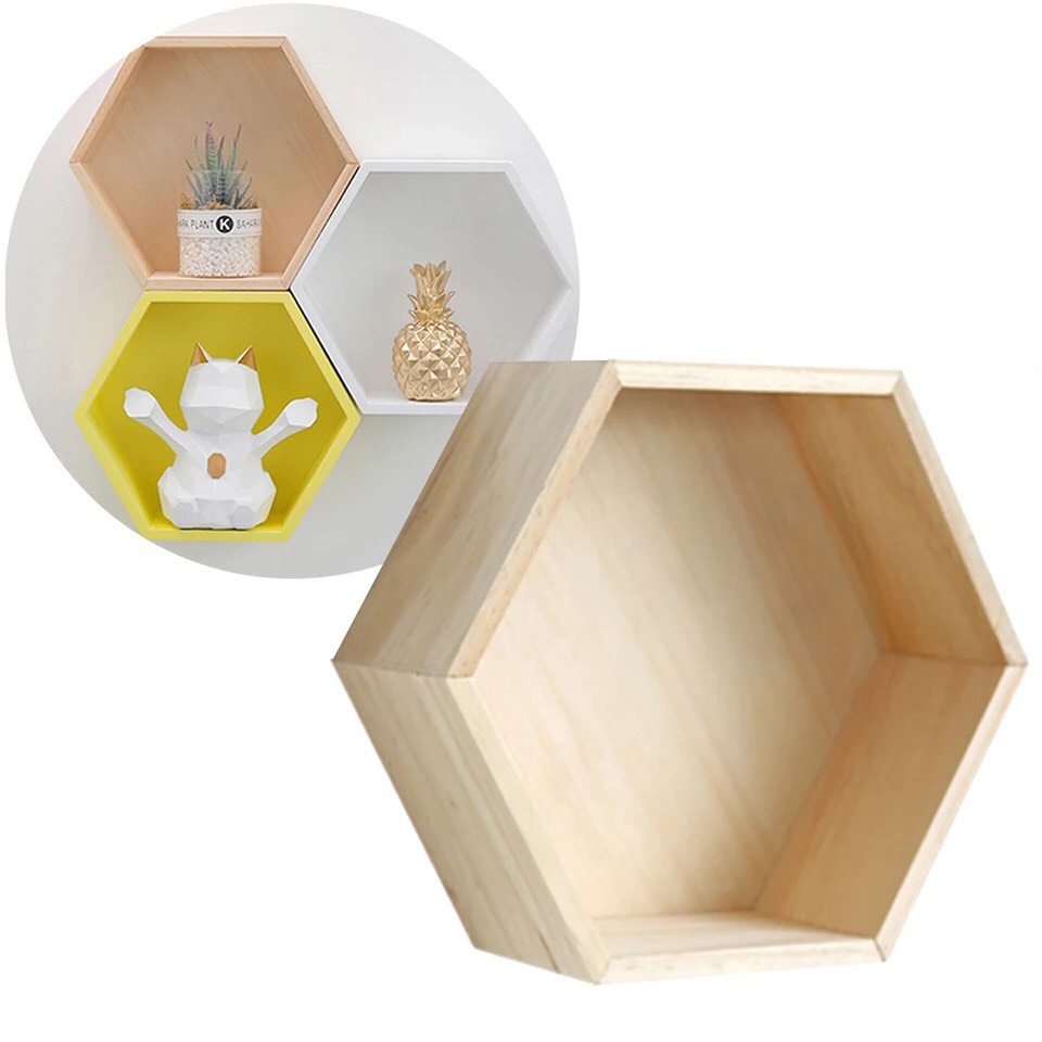 Kệ tổ ong, kệ lục giác treo tường đa năng trang trí nhà cửa phong cách Bắc Âu