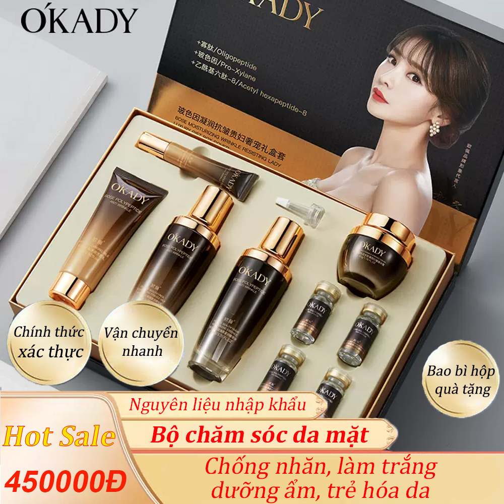 Bộ 9 món mỹ phẩm OK ADY dưỡng trắng da, làm ẩm xóa mờ nám tàn nhàng làm dịu da, giúp xóa nhăn vĩnh viễn như mùa xuân nuôi dưỡng trẻ hóa làn da