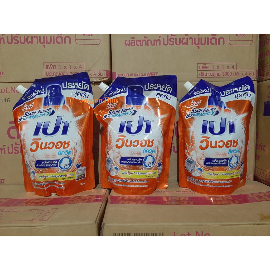 Nước giặt xã pao túi màu cam 1500ml thái lan