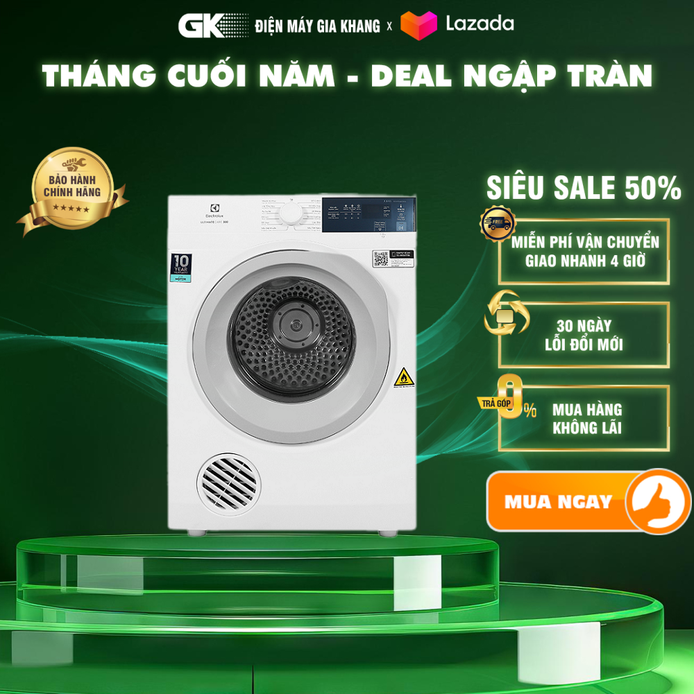 Máy sấy thông hơi Electrolux 8.5 kg EDV854J3WB Mới 2022 - GIAO TOÀN QUỐC - FREESHIP HCM