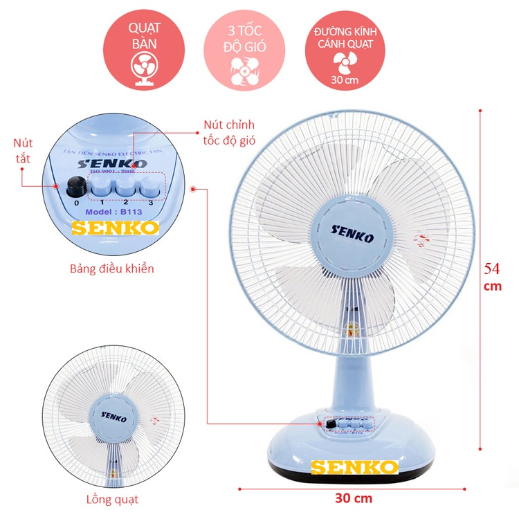 Quạt bàn senko b1216, quạt senko