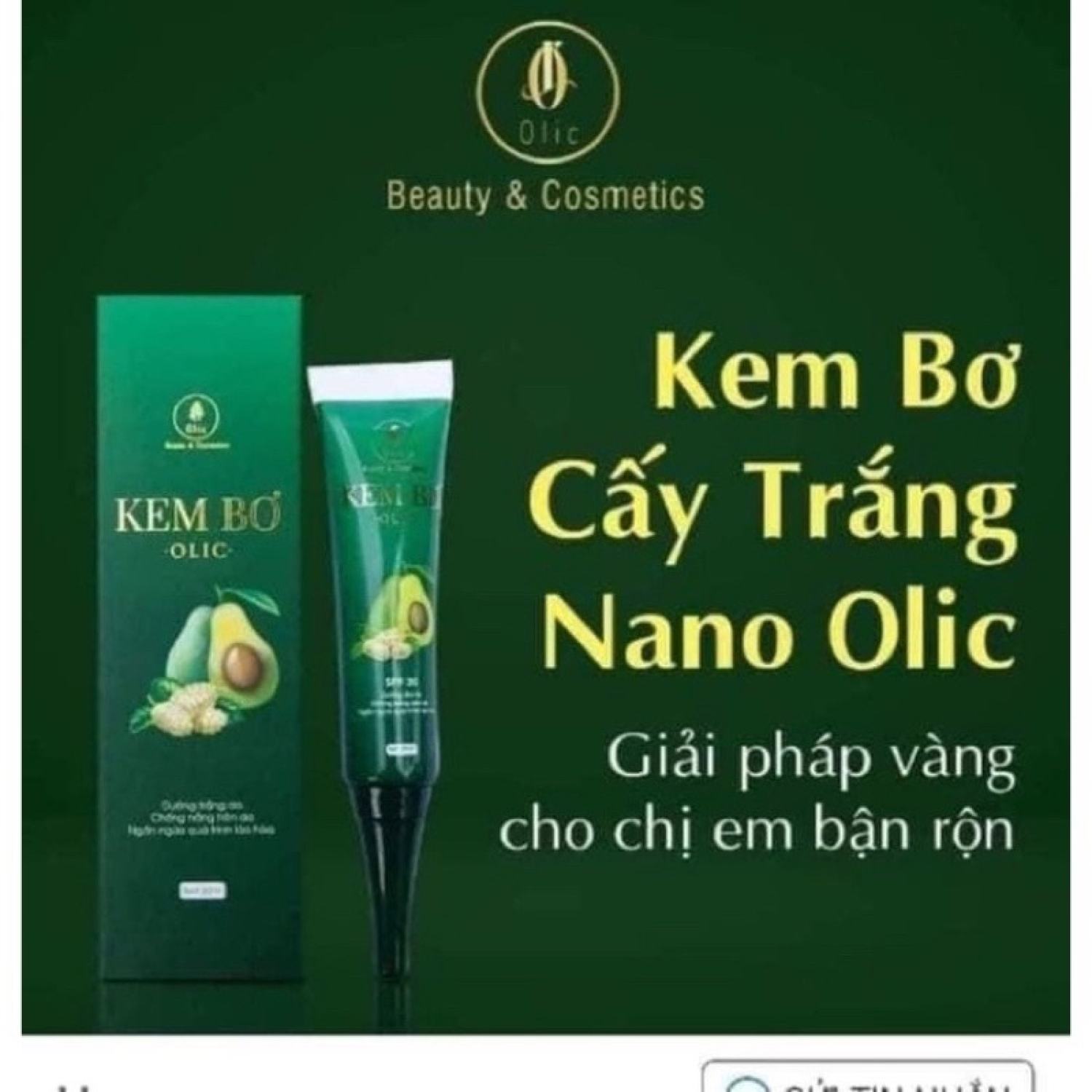 kem bơ cấy trắng nano olic chính hãng