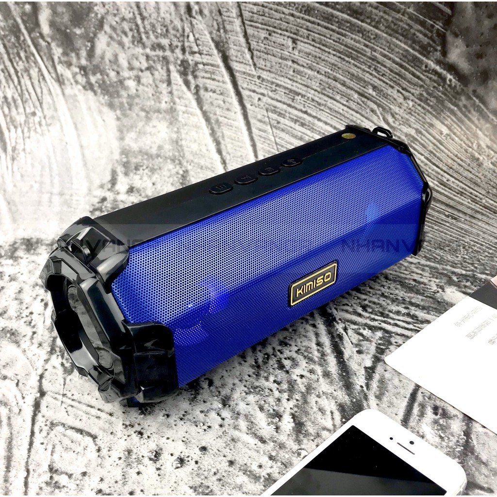 Loa bluetooth thông minh kimiso km 205 tws kết nối cùng lúc 2 loa tặng kèm dây đeo