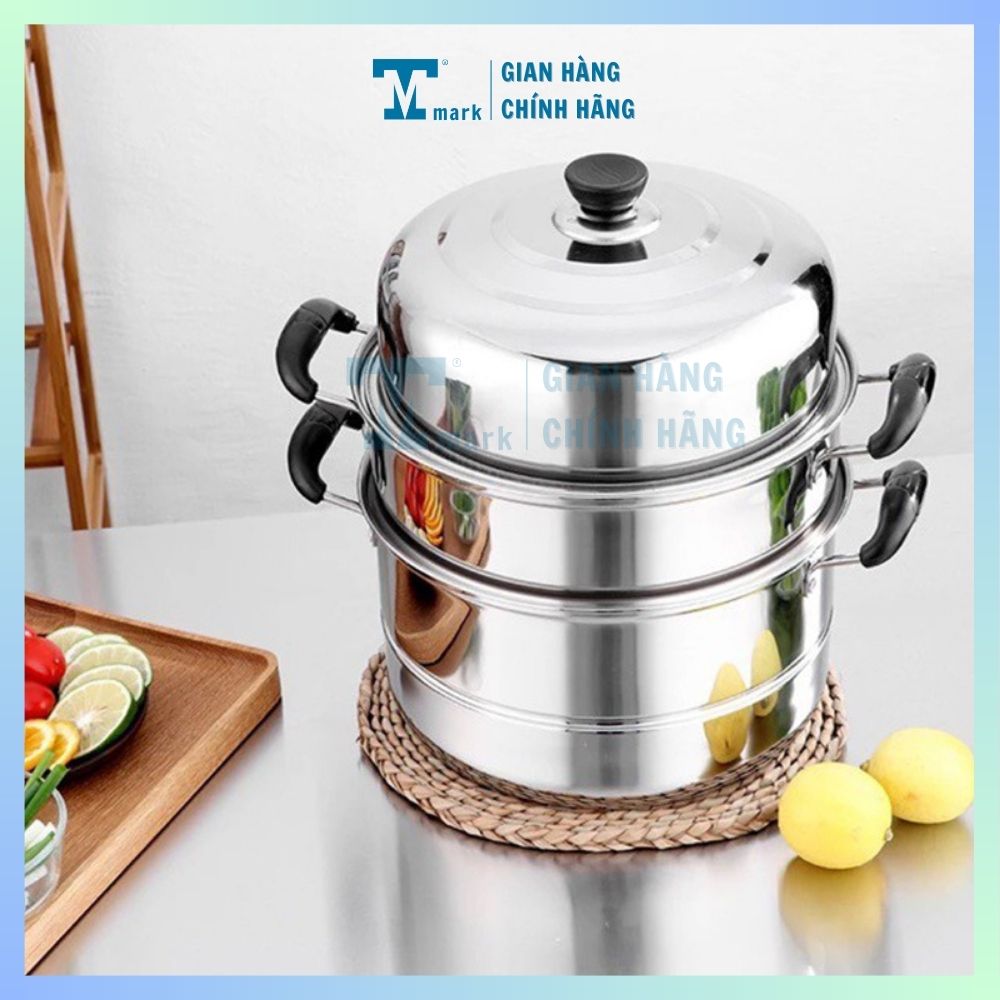 Nồi hấp cách thủy đa năng/Nồi lẩu kiêm nồi hấp 3 tầng inox-Nồi hấp 3 tầng 28cm