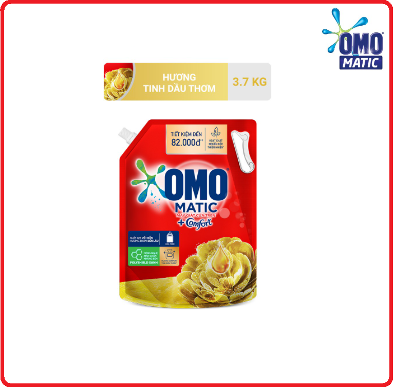 Nước giặt omo matic cửa trên tinh dầu thơm túi 3.6kg