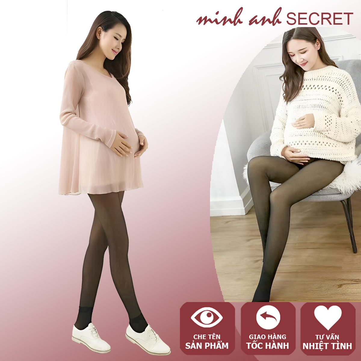 Quần tất bầu 3D 6S siêu dai chất mềm mịn - Quần legging bầu siêu ấm 1800