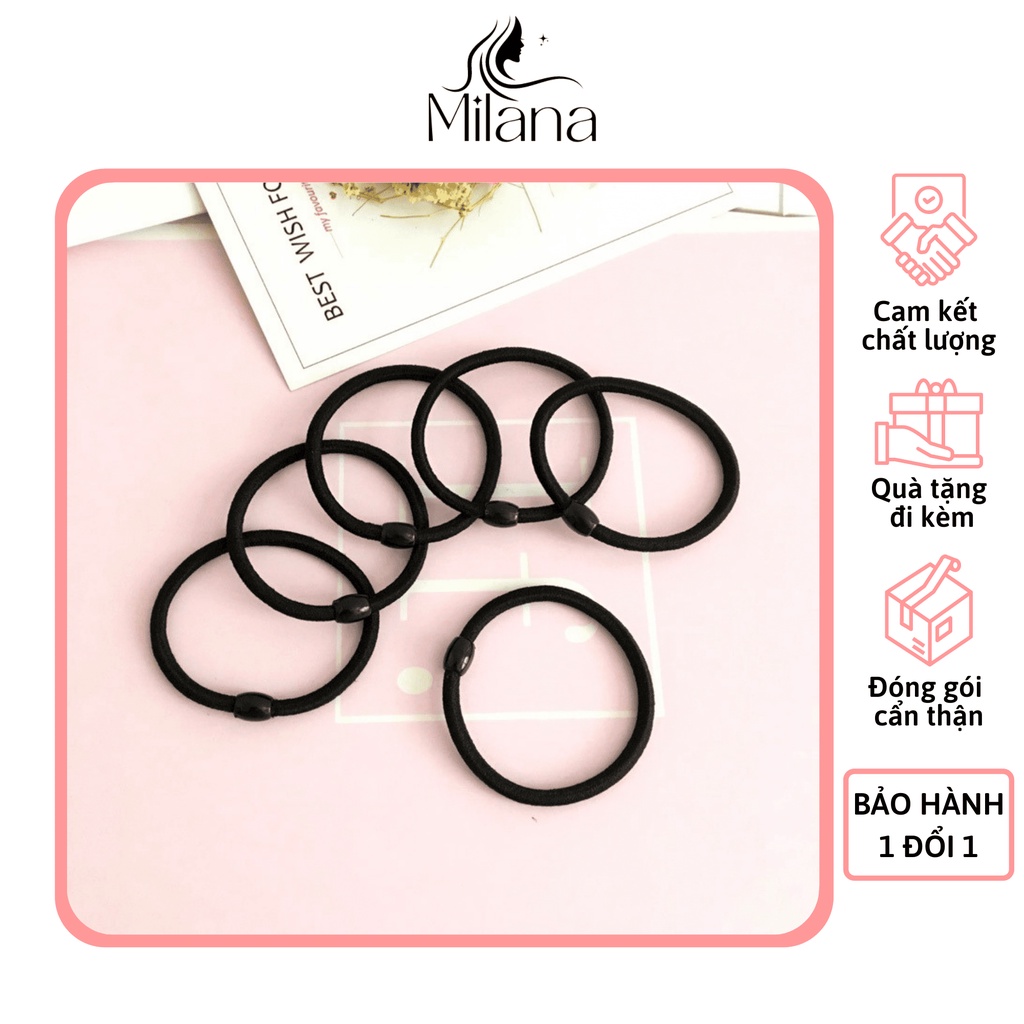 Dây cột tóc, chun buộc tóc co giãn kiểu Hàn Quốc xinh đẹp màu đen siêu bền cho nữ - Shop Milana