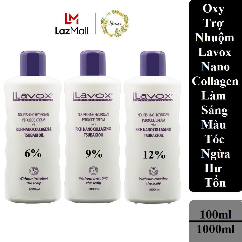 Oxy Trợ Nhuộm Lavox Nano Collagen 6% - 9% - 12% Làm Sáng Màu Tóc Ngăn Ngừa Hư Tổn 1000ML ( HÀNG CHÍNH HÃNG )