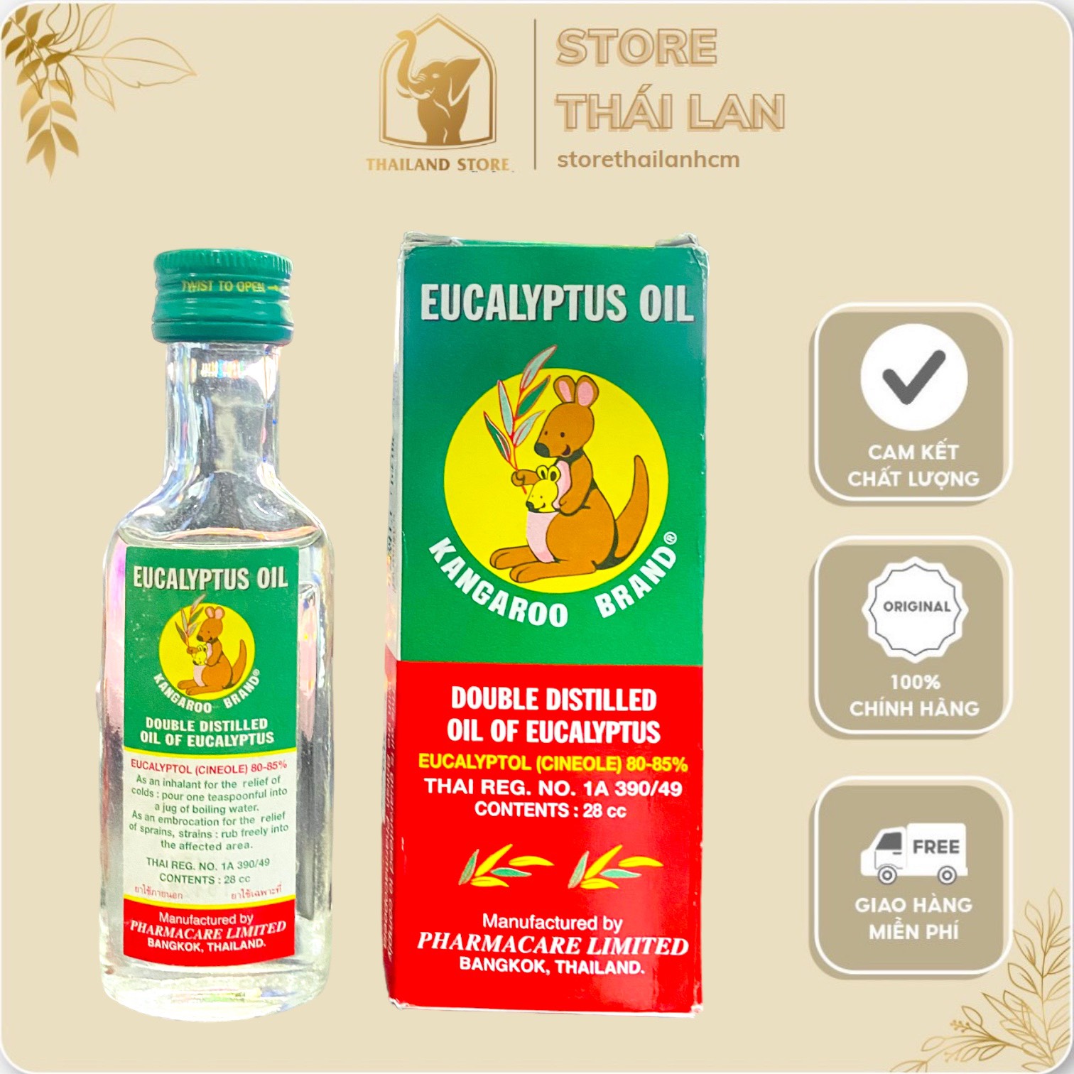 Chai dầu nước khuynh diệp kangaroo eucalyptus oil thái lan 28cc
