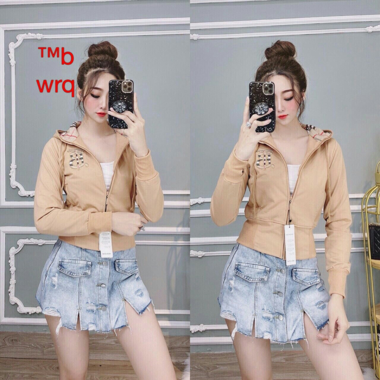 Áo khoát nữ lững chống nắng thêu chữ BB