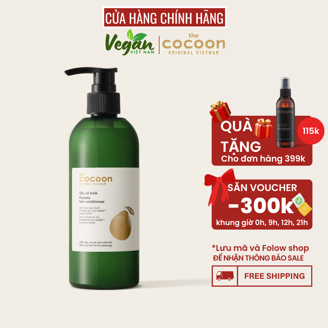 Dầu xả bưởi cocoon 310ml giúp tóc mềm mượt giảm gãy rụng khô xơ - Vegan Việt Nam