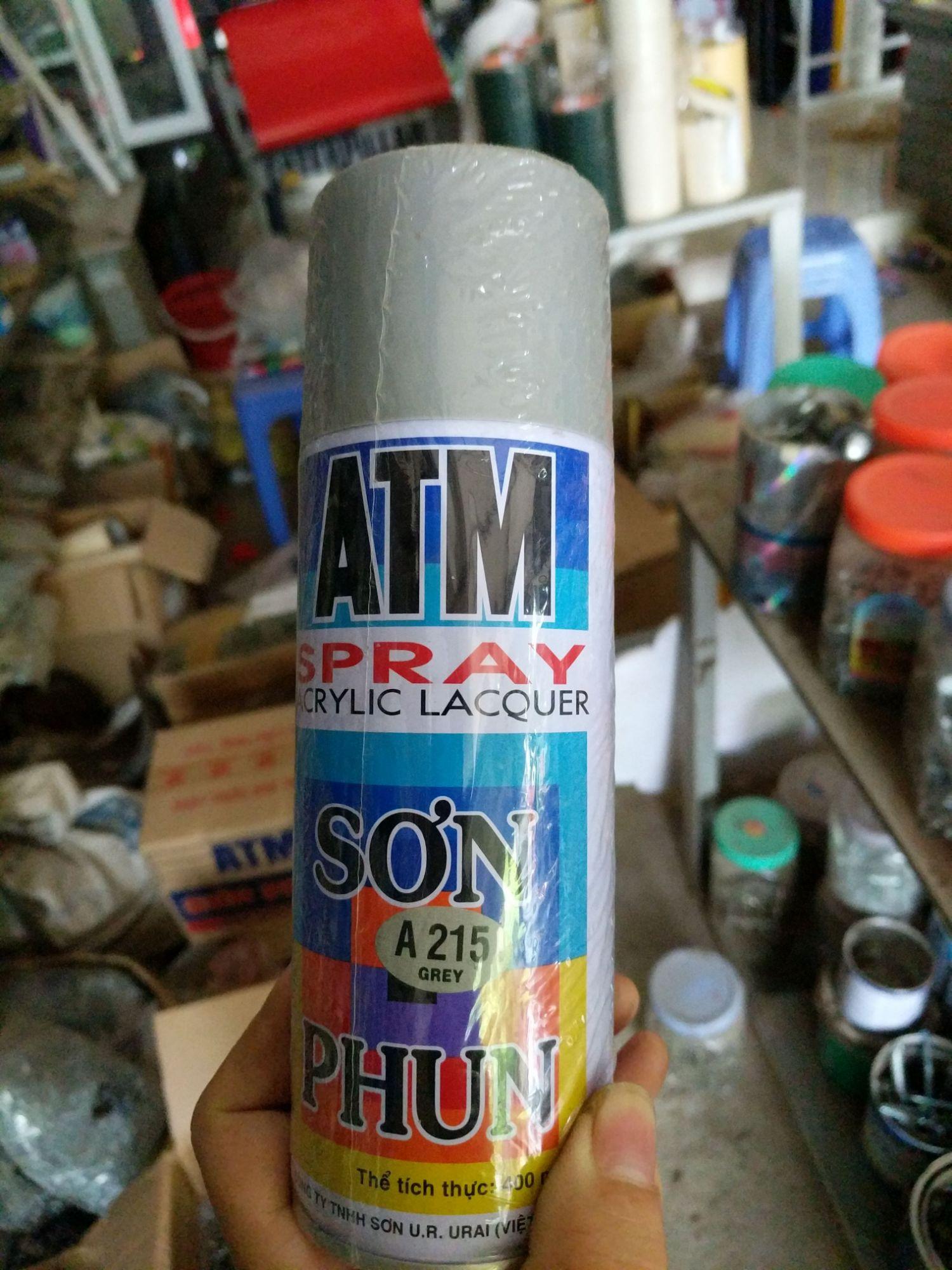 Sơn Xịt màu pha sẵn ATM A215 400ml màu ghi (grey).
