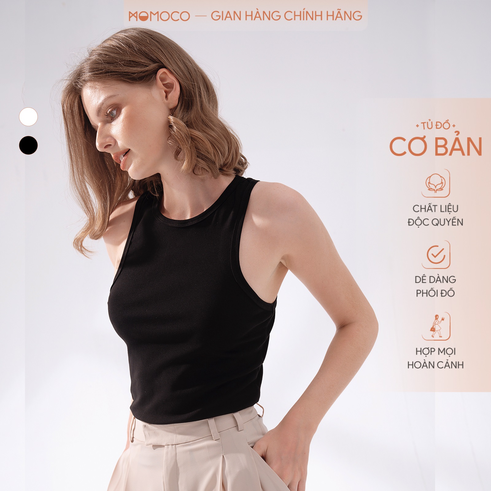 Áo Croptop Nữ Ba Lỗ MOMOCO M2904 Chất Liệu Cotton Thoáng Mát Kiểu Dáng Dài Ôm Body Cá Tính