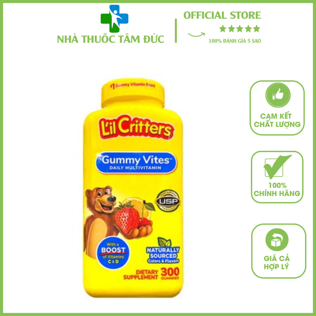 Kẹo Dẻo Hình Gấu Bổ Sung Vitamin Tổng Hợp Cho Trẻ Em L'Il Critters Gummy Vites Của Mỹ