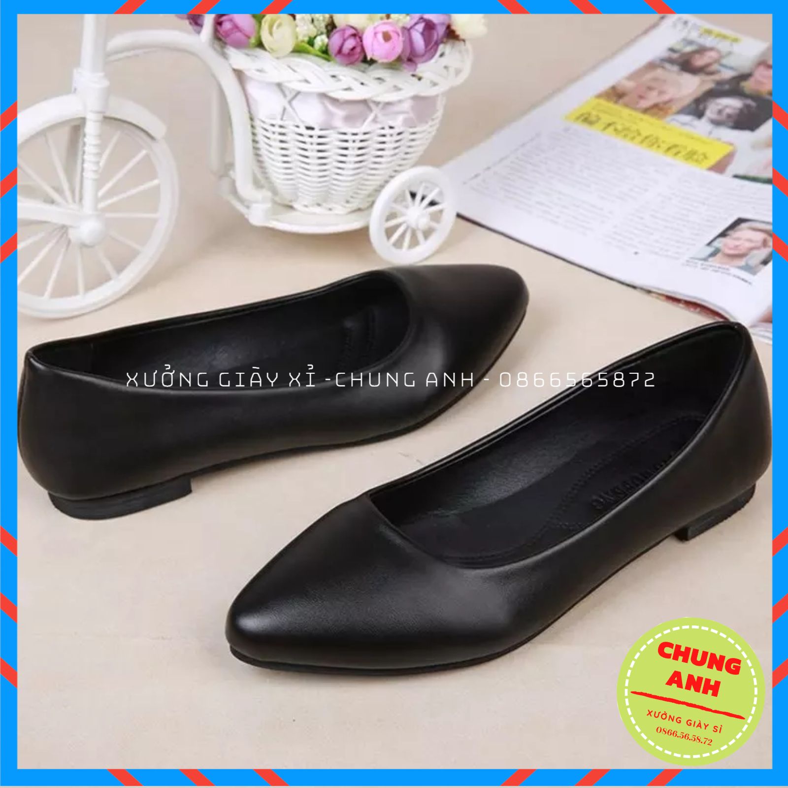 Giày búp bê nữ, giày bệt nữ, giày nữ đế bằng da lỳ cao cấp, đê cao su đúc siêu mềm