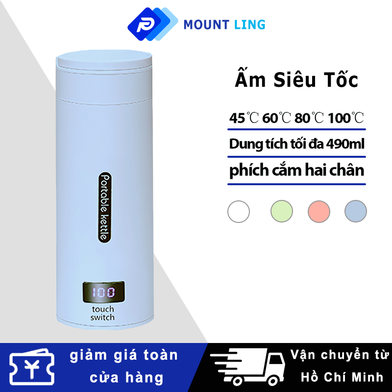 Ấm siêu tốc mini đa năng 2 trong 1 dung tích 500ml, Bình giữ nhiệt có thể nấu nước sôi hiện thị nhiệt độ, Ấm nấu nước có thể lựa chọn 4 cấp độ nhiệt an toàn khi sử dụng.