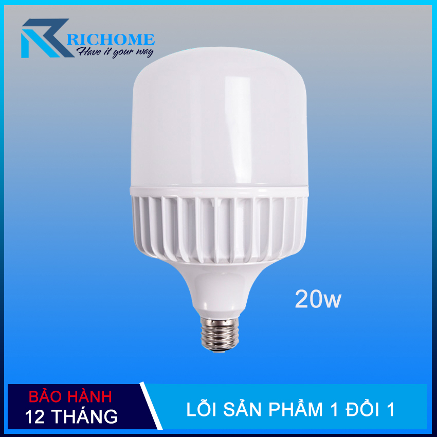 Đèn led bulb trụ thân nhôm cao cấp 20w as trắng