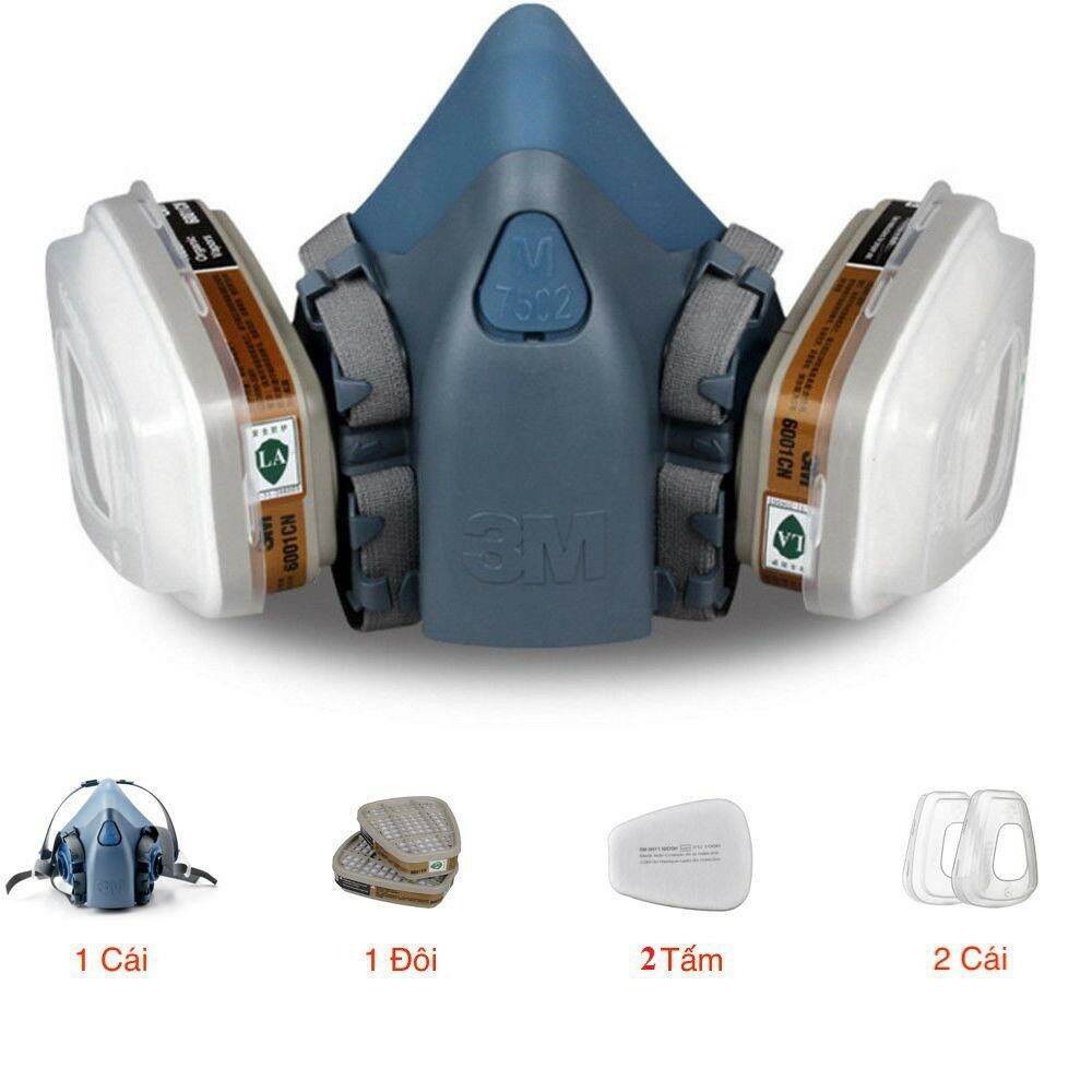 Bộ Mặt Nạ Phòng Độc 3M 7502 Full 7 Chi Tiết , phòng độc, chống độc, phun thuốc trừ sâu ,chống khói độc