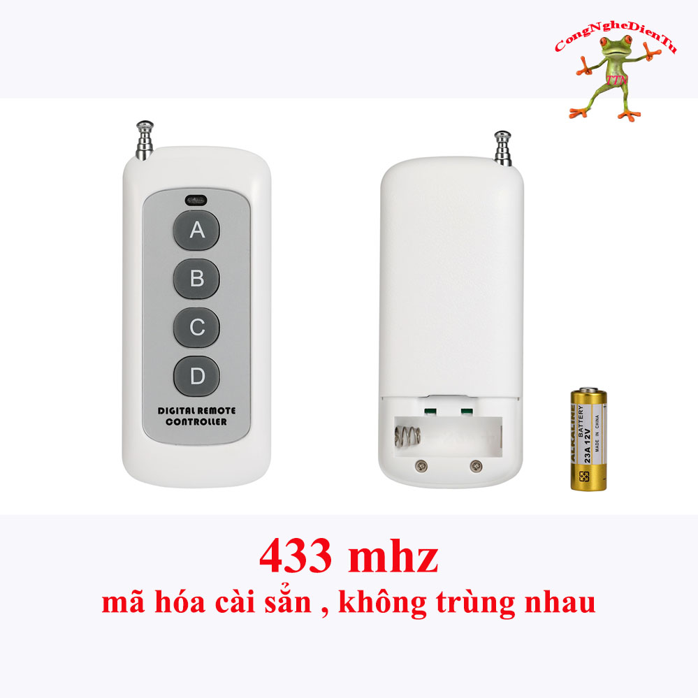 Remote 4 nút  RF 433Mhz có anten (nhưa Trắng)