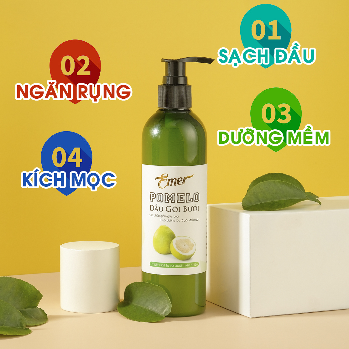 Dầu gội đầu bưởi kích mọc tóc POMELO EMER giảm rụng tóc nuôi dưỡng sâu kích thích mọc tóc mới 300ml BA TU SHOP