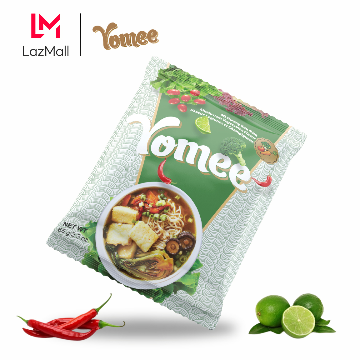 Mì chay rau nấm yomee 65g thùng 24 gói hàng xuất khẩu - date mới