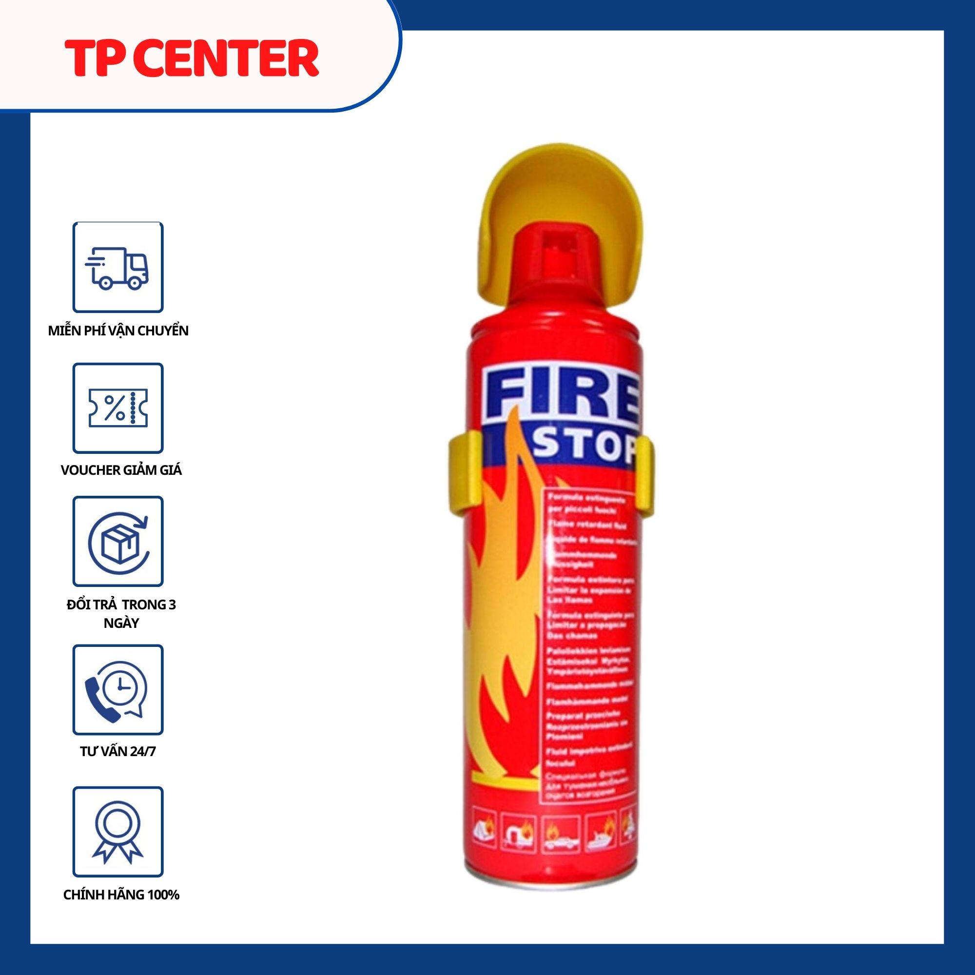 Bình chữa cháy Fire Stop Mini 1000ml xịt dạng bọt foam cho xe hơi ô tô