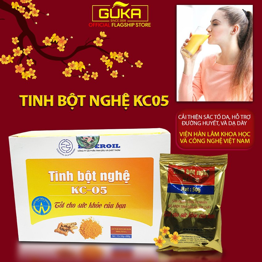 Tinh Bột Nghệ Tách Dầu KC-05 Viện Hàn Lâm Khoa Học Công Nghệ - Tặng Trà Sachi – Tăng Cường Khả Năng Chống Oxi Hoá, Làm Đẹp Da, Tăng Sức Đề Kháng, Giảm Viêm Loét Dạ Giày