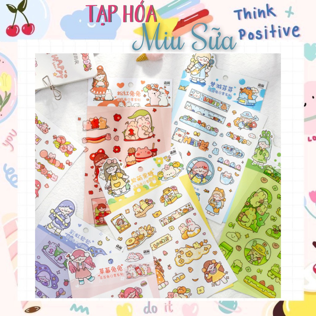 Sticker set 6 tấm bé gái dễ thương - MiuSua