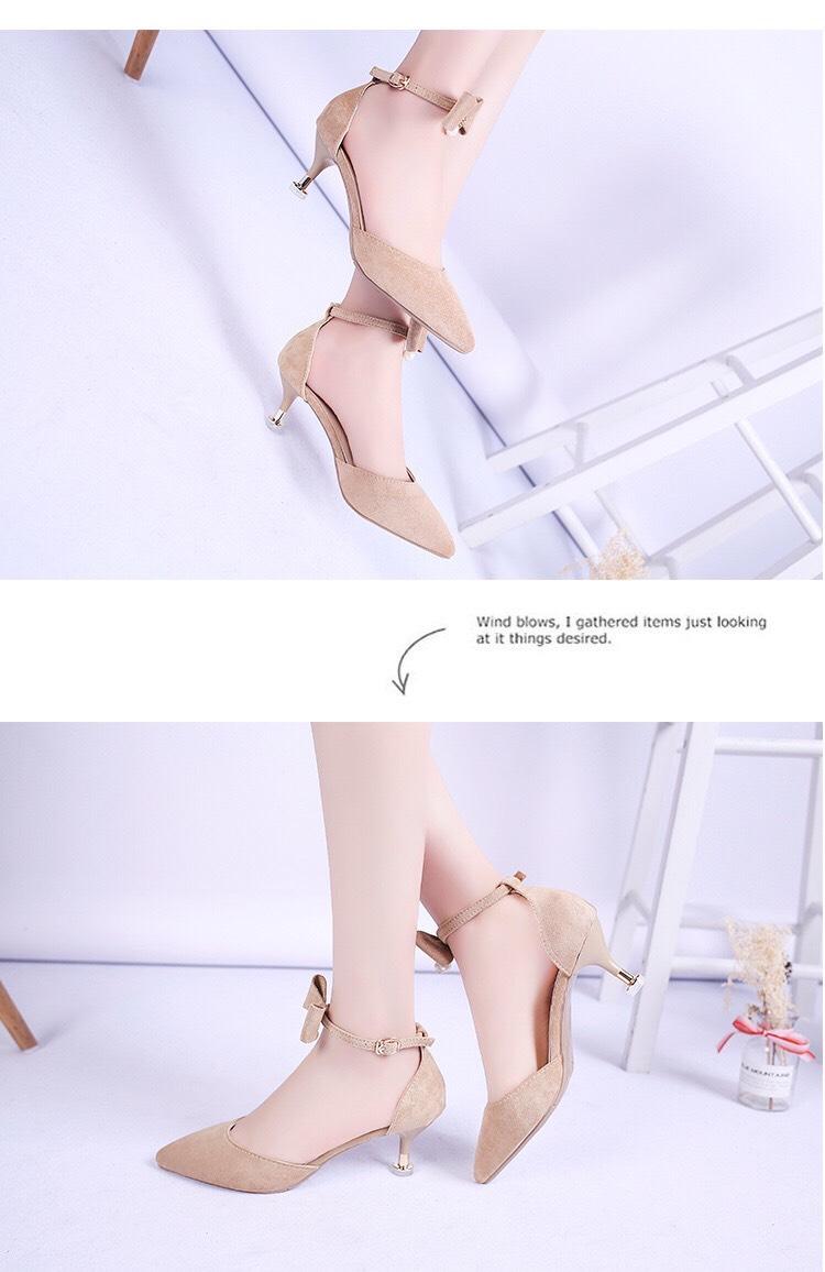 giày cao gót 5 phân gót sục phối nơ
