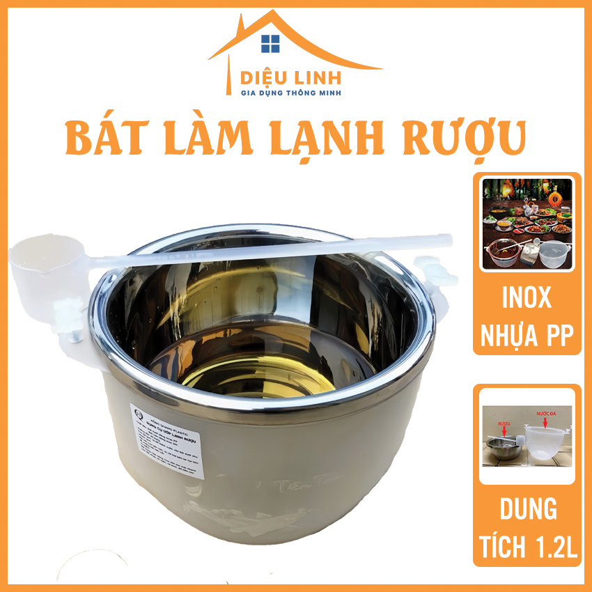 Bát ướp lạnh rượu Inox [TẶNG GÁO MÚC], Bát rượu inox 304 cao cấp sang trọng Tramanhshop