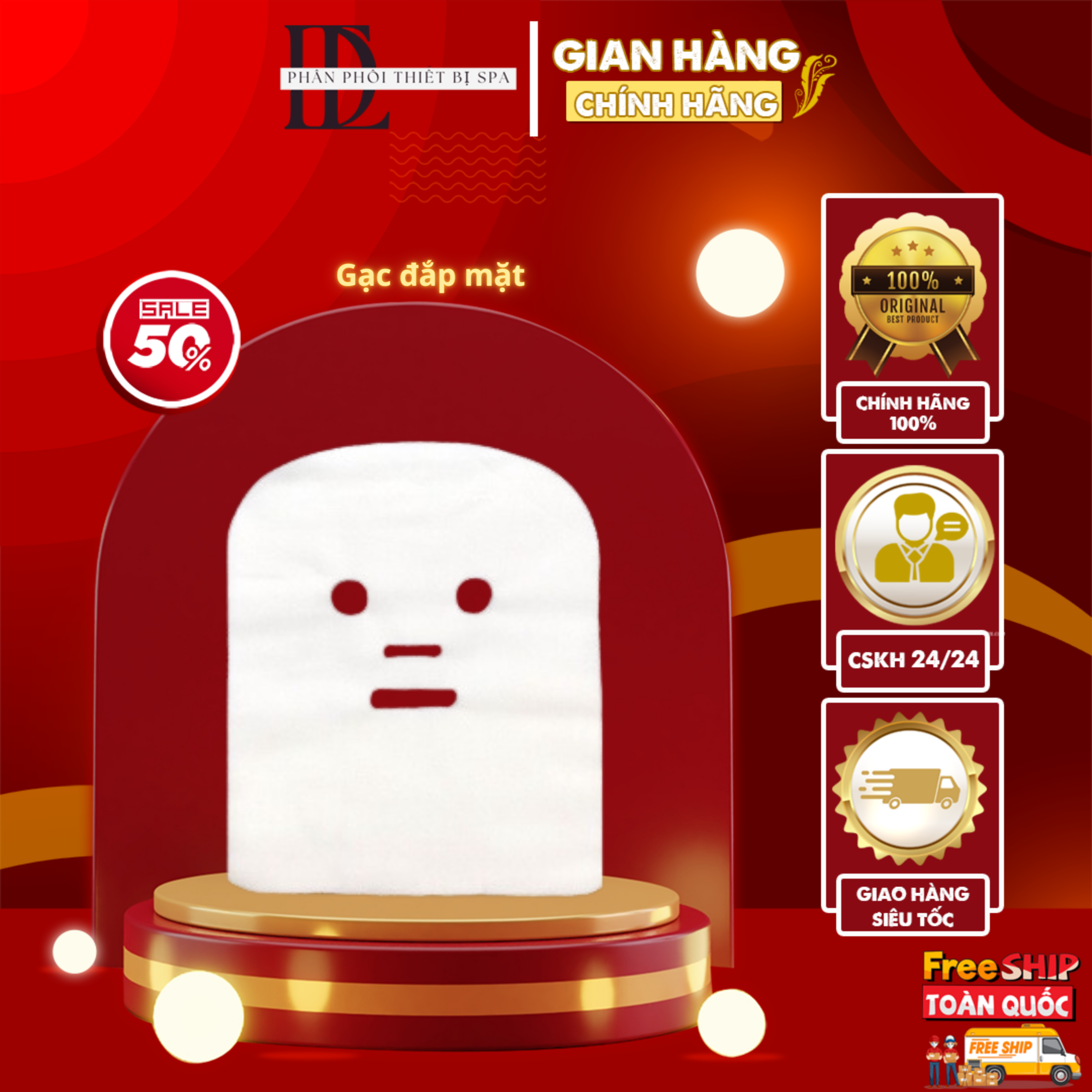 Gạc 100% cotton set 100 miếng gạc đắp mặt nạ