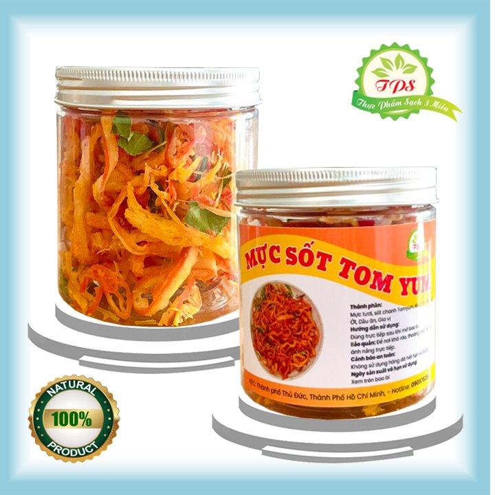2 HŨ MỰC HẤP NƯỚC DỪA VỊ TOMYUM CHUA CAY THƠM NGON  MỖI HŨ 120G- ĐỒ ĂN VẶT NGON TPS