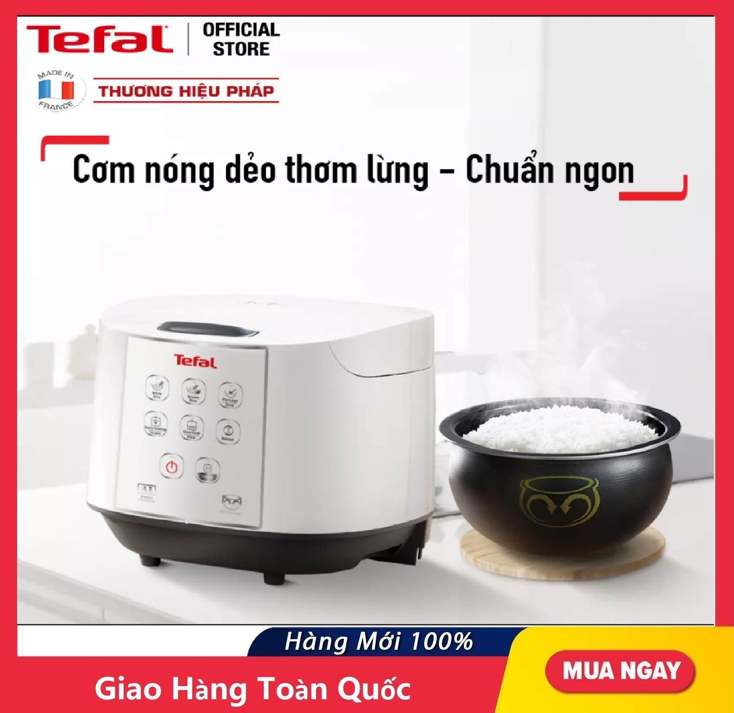 Nồi cơm điện tử Tefal RK732168 1.8L 750W-Bảo Hành Chính HãngNồi cơm điện tử Tefal RK732168 1.8L 750W-Bảo Hành Chính Hãng