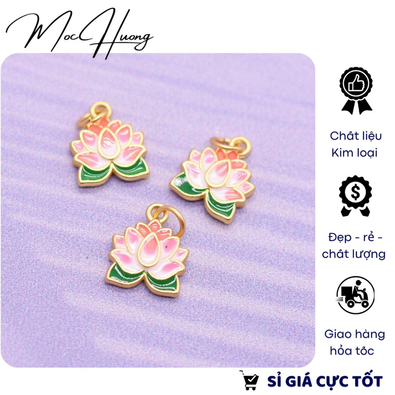 Charm hoa sen treo màu hồng - KL188