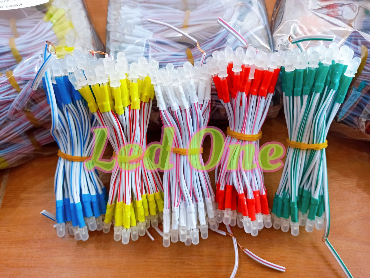 LED LIỀN DÂY 5mm JiYi 5V - LED RUỒI 5mm - ( Đỏ, Vàng, Xanh lá, Xanh Dương, Trắng)-  50 bóng/bó- đơn gửi từ 100 bóng