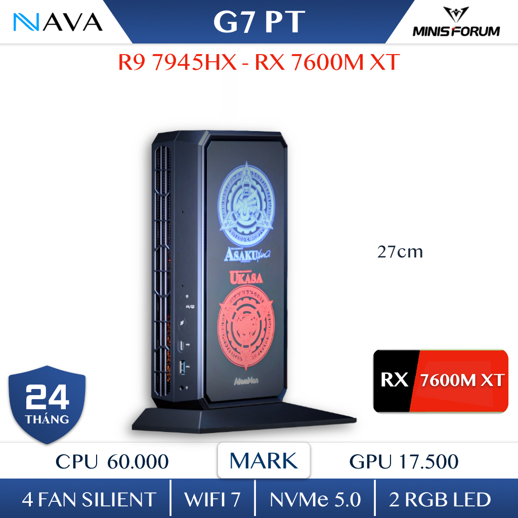 AtomMan G7 PT Mini PC Gaming AMD AI R9 7945HS Radeon RX 7600M Minisforum Ryzen 9