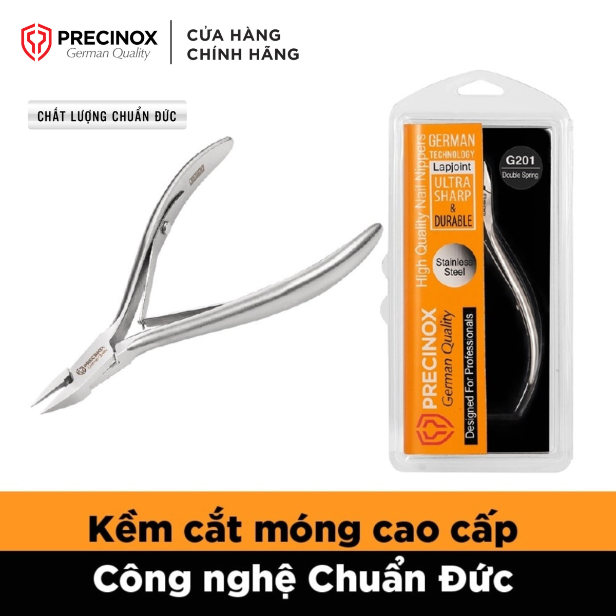 Kềm inox cắt móng precinox g201 2 lưỡi gà