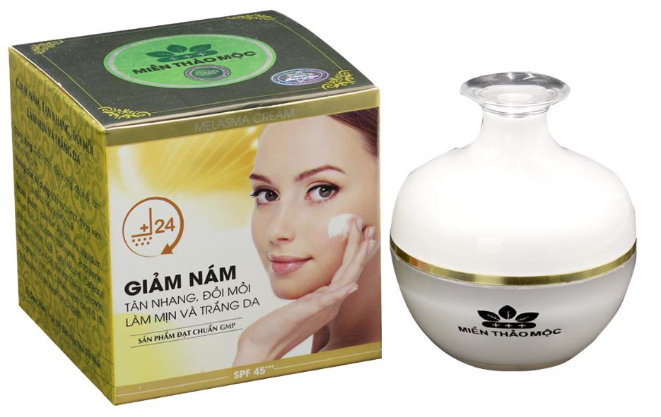 [HCM]Kem ngừa nám - Tàn nhang - Đồi mồi - Làm mịn và trắng da SPF 45+++ Melasma Cream Miền Thảo Mộc (20g)