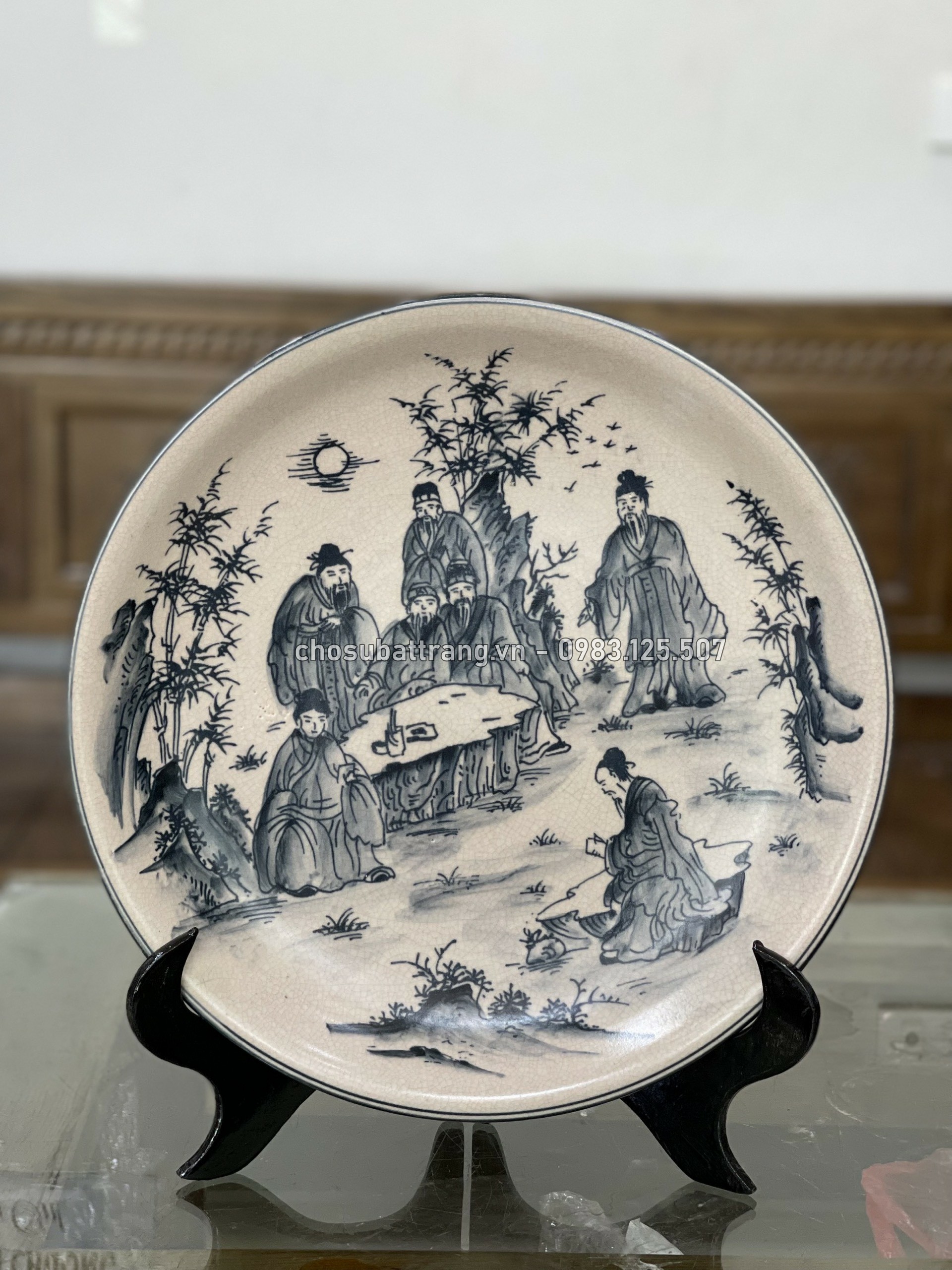 Đĩa trưng bày Bát Tràng phi 30cm men rạn