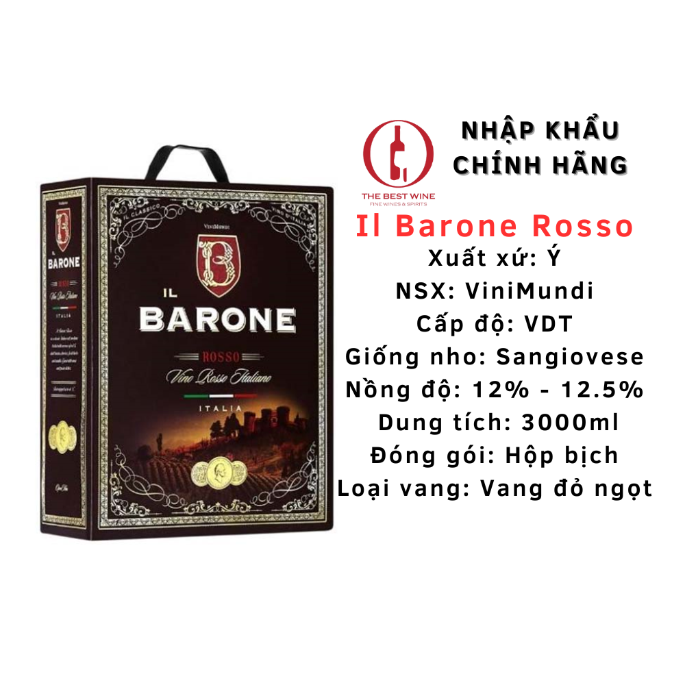 Vang bịch ý il barone rosso 3l nhập khẩu - red wine - thebestwine