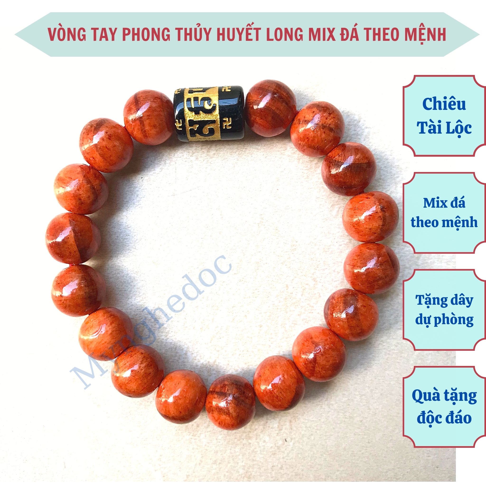 Vòng tay gỗ huyết long phong thủy mix đá theo mệnh, vòng tay phong thủy huyết rồng tự nhiên mang lại may mắn, tiền tài, bình an, thu hút tài lộc