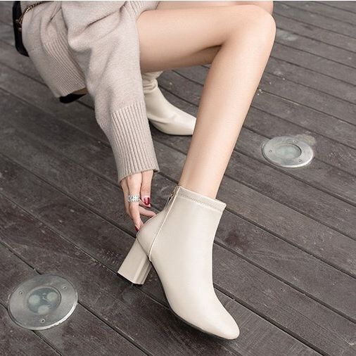 Bốt nữ da lì cổ thấp, ôm chân, chất mềm xịn. boot nữ da mềm tôn dáng 7cm.