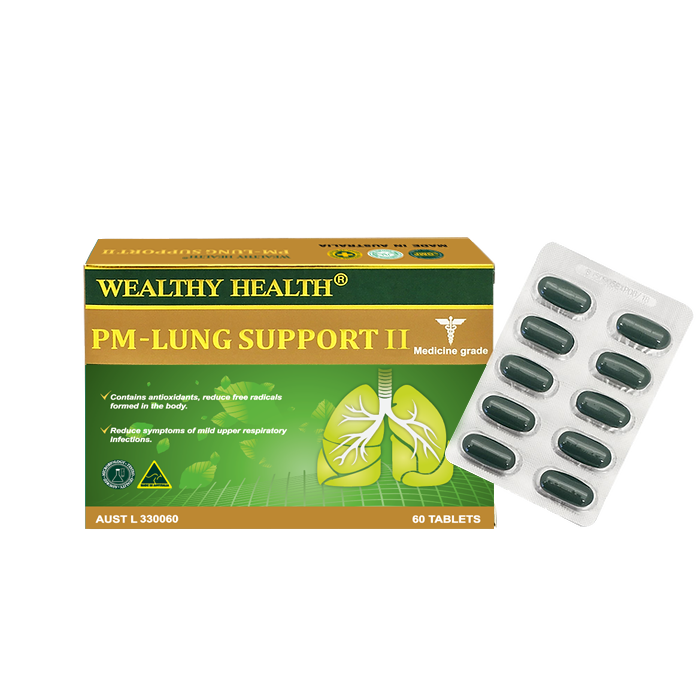 (HẠN DÙNG 3.2025) Viên uống bổ phổi Wealthy Health PM-Lung Support II 60 viên