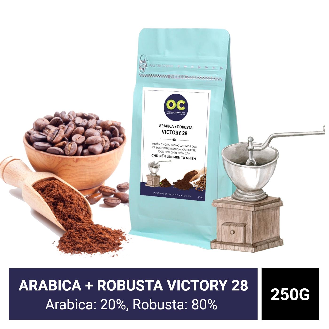 Arabica 20%& robusta 80%_cà phê bột rang vừa oc organic coffee 250g
