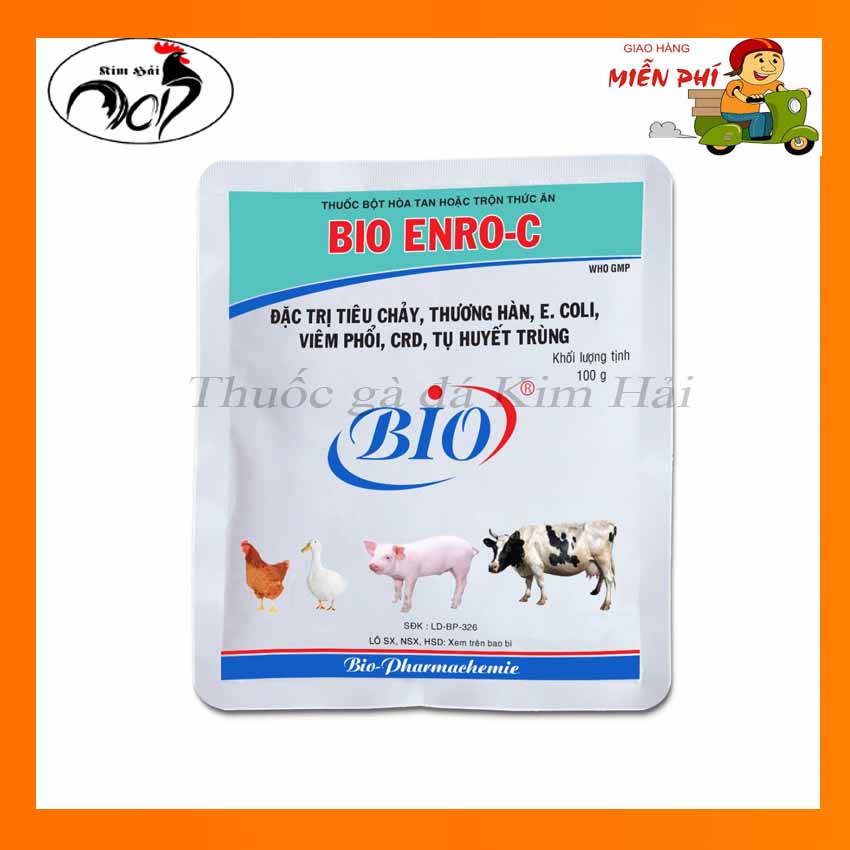BiO Enro C [gói 100]-Thương hàn,tiêu chảy,tụ huyết trùng-Viêm Phổi,CRD cho gà tơ gà con.