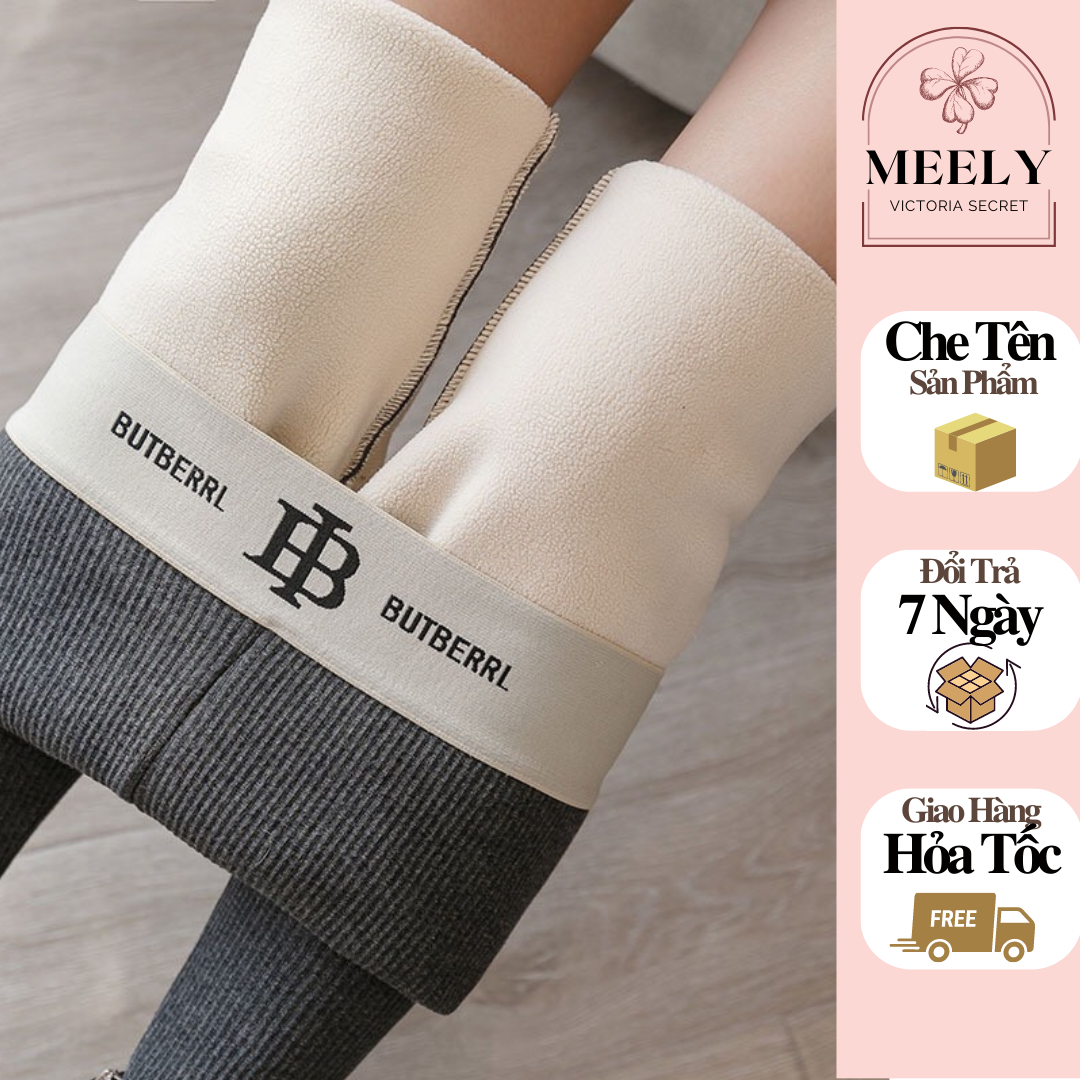 Quần legging lót lông cừu cạp cao gen bụng quần dài nữ len tăm lót nỉ dày siêu ấm cạp chữ butberrl freesize 40- 60kg